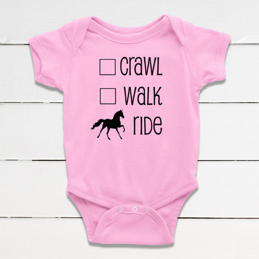 Crawl, Walk, Ride Baby Bodysuit