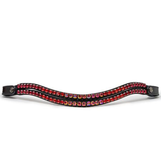 Limelight Two Row Wave Browband - Scarlet Flame