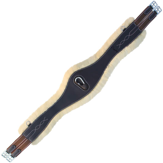ExionPro Fancy Stitched Snap Over Lay Girth with Leather/Sheepskin Padding - Matching Elastic