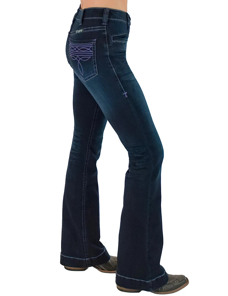 Cowgirl Tuff Womens Purple Bootstitch Jean