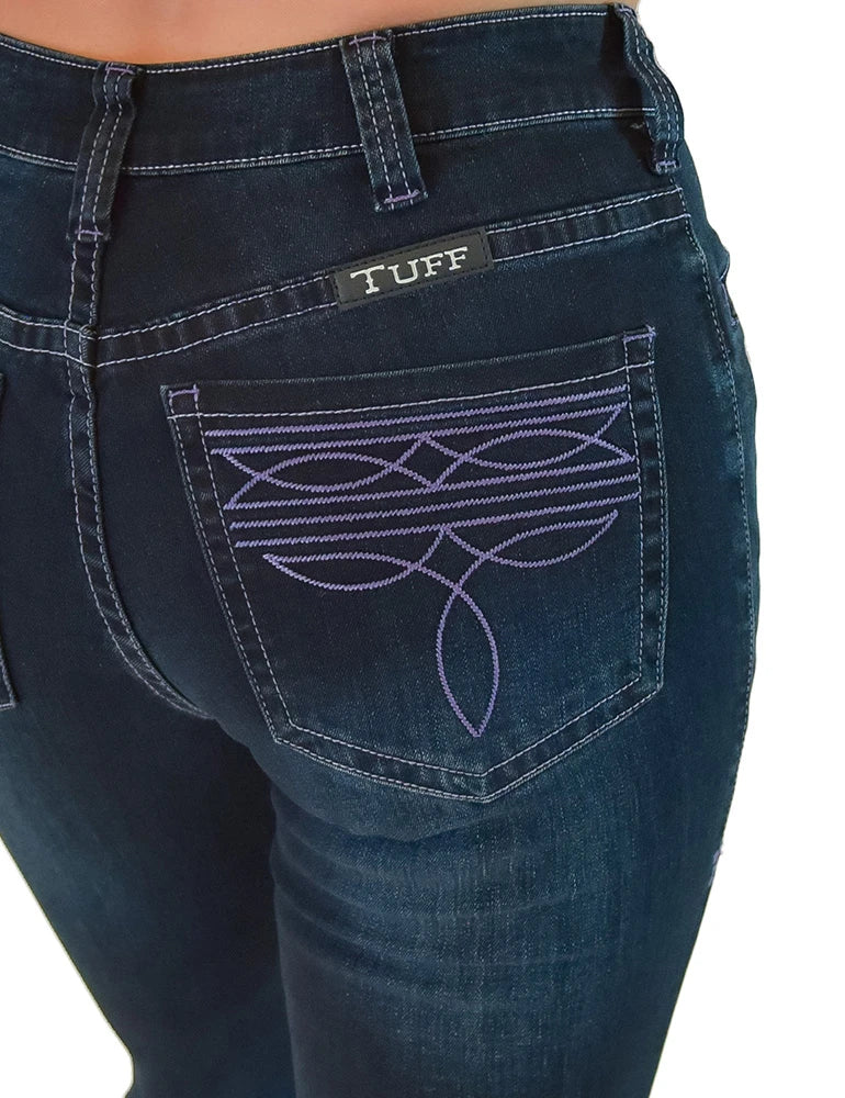 Cowgirl Tuff Womens Purple Bootstitch Jean