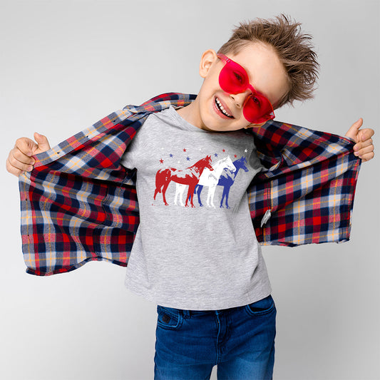 Red White and Blue Horses Youth T-Shirt