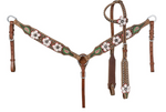 Silver Royal 3D White Poppy Headstall and Breast Collar Set