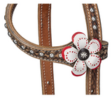 Silver Royal 3D White Poppy Headstall and Breast Collar Set