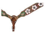 Silver Royal 3D White Poppy Headstall and Breast Collar Set