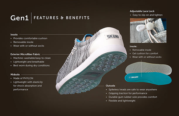 SKŌNI Men's Golf Shoe - Grey Wide