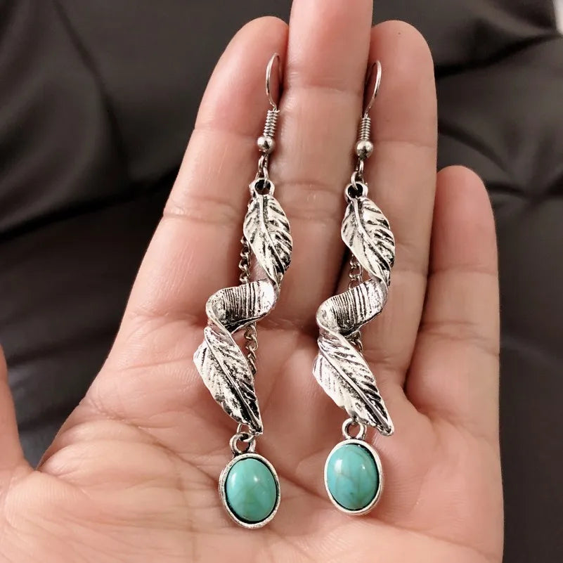 Turquoise Leaf Earrings