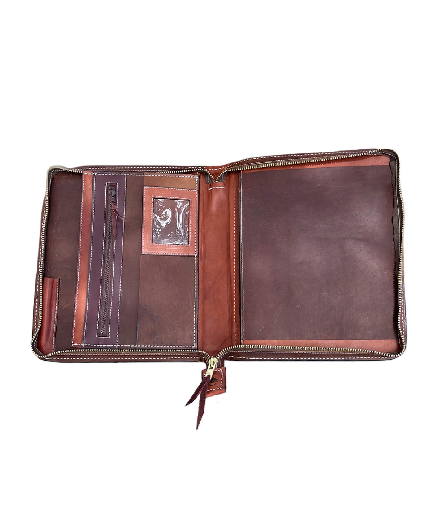 Cowboy Briefcase toast leather wild rose tooling with buckstitch