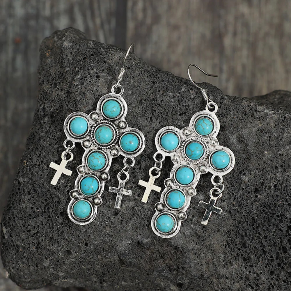 Turquoise Cross Shape Earrings