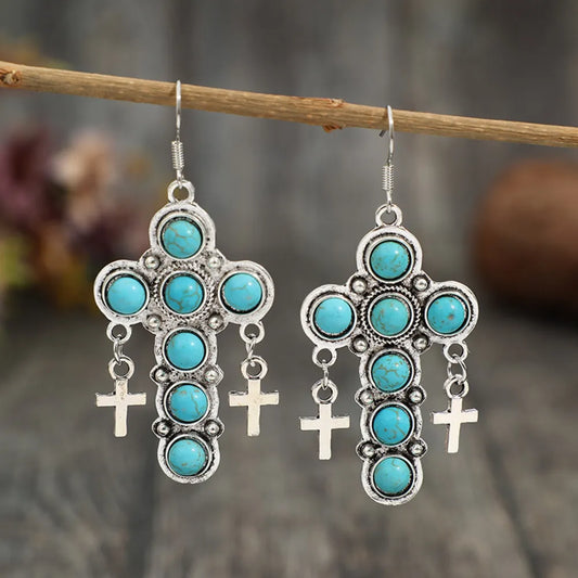Turquoise Cross Shape Earrings