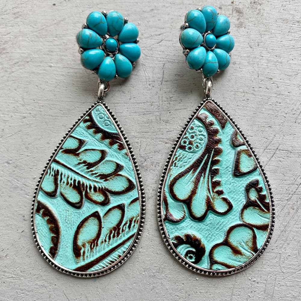 Turquoise Flower Teardrop Earrings - 3 Styles