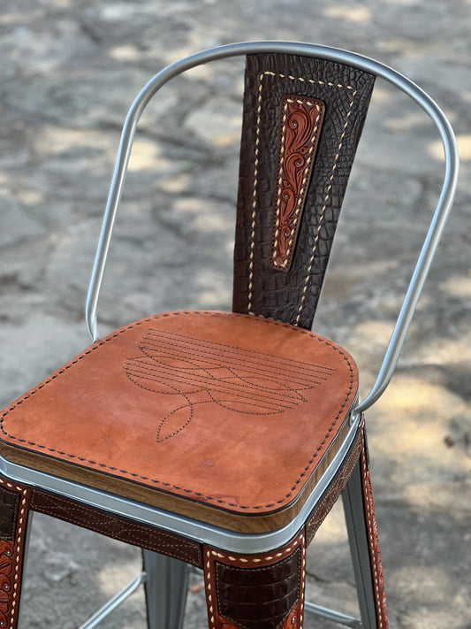(STOCK) SET OF 2 26" THE CHCOLATE PAISLEY GATOR w/ Tall Back in GUNMETAL