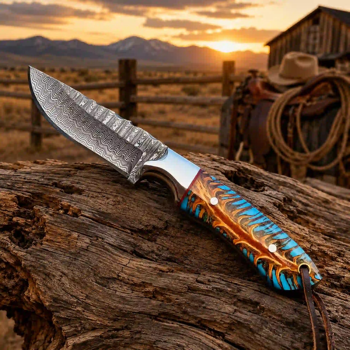 Buckaroo Knife | Rasp Steel with Pine Cone Handle