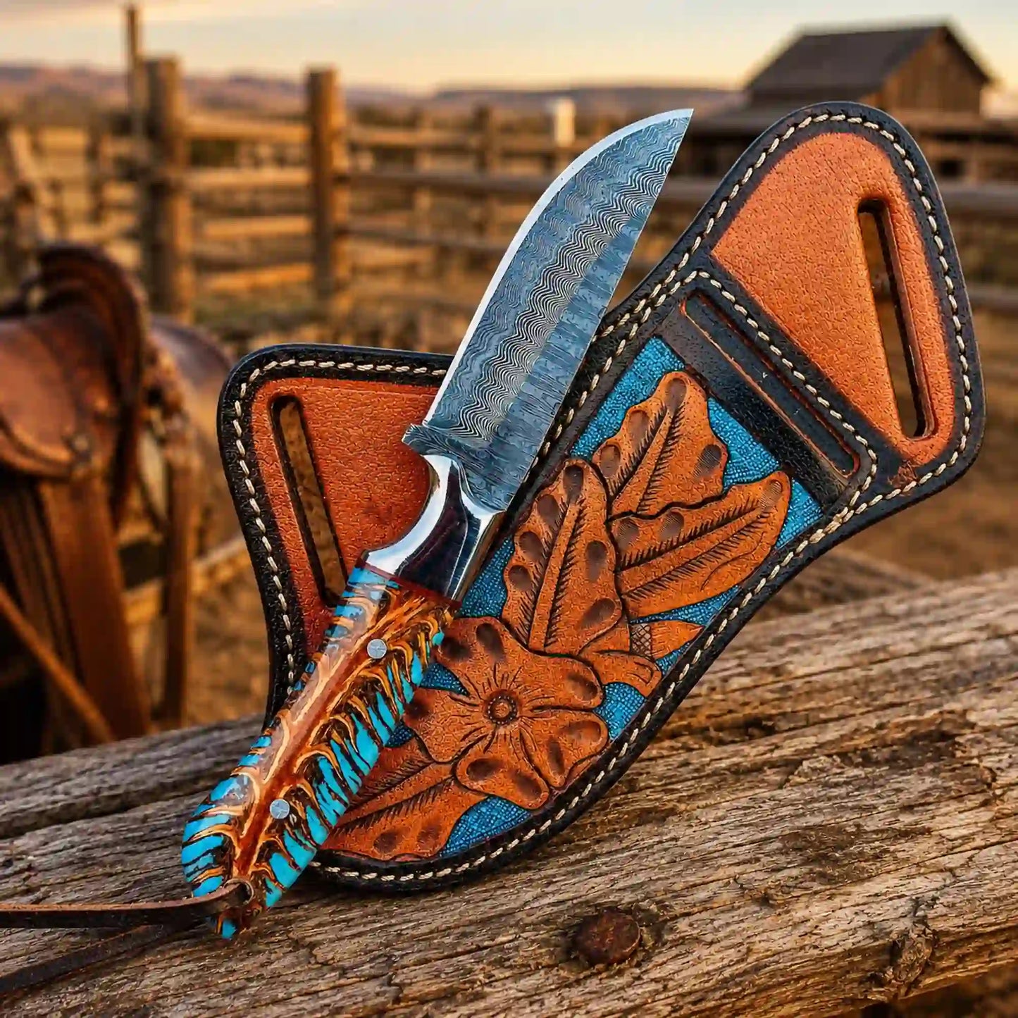 Buckaroo Knife | Rasp Steel with Pine Cone Handle
