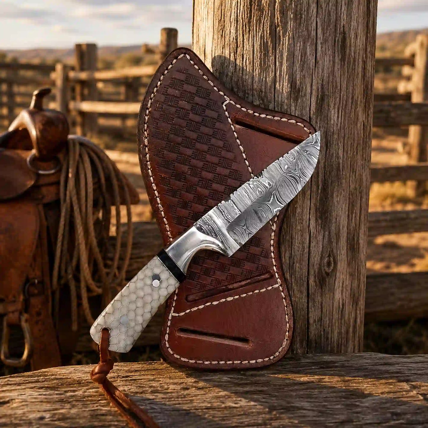 Buckaroo Knife | Damascus Steel with Pakka Wood Handle