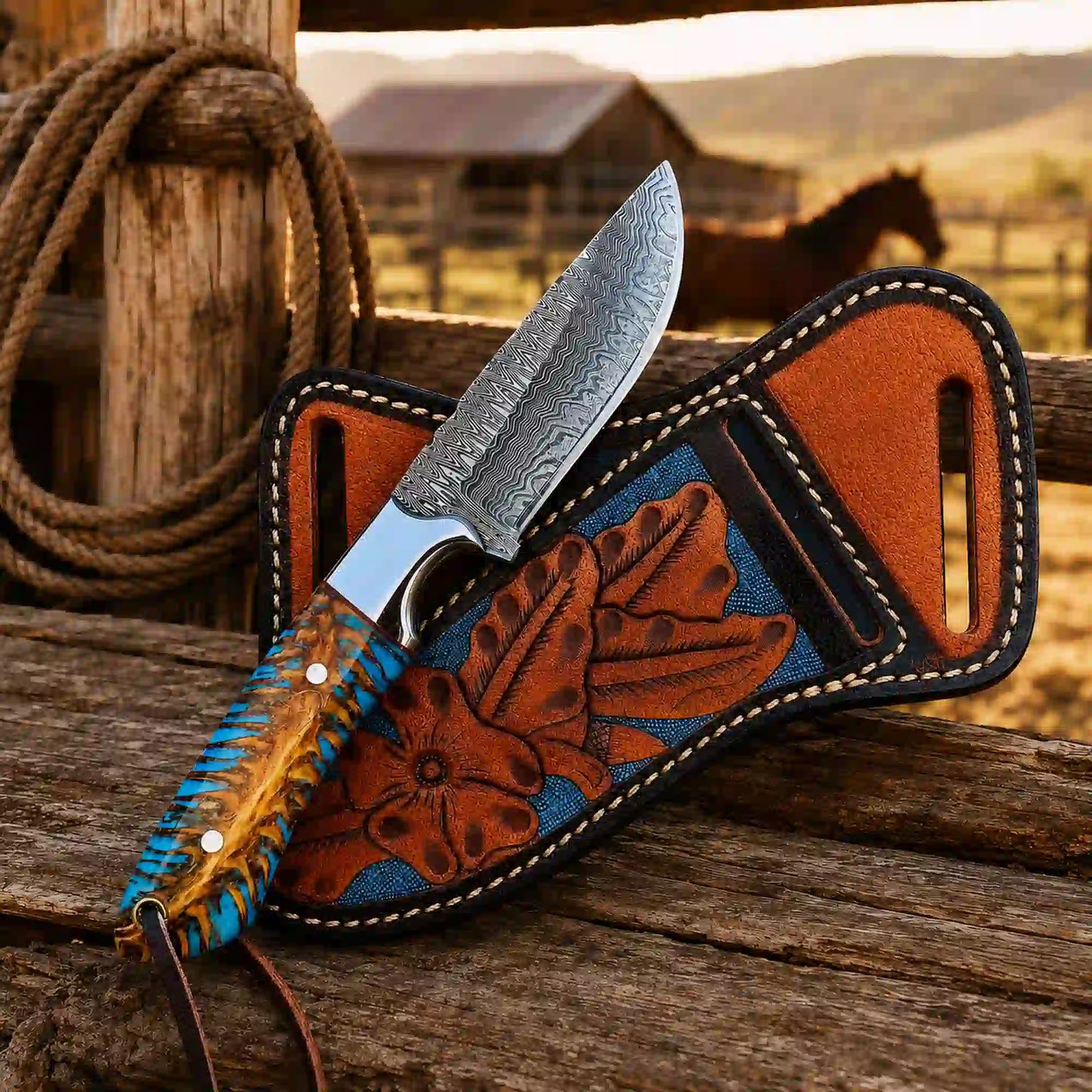 Buckaroo Knife | Rasp Steel with Pine Cone Handle