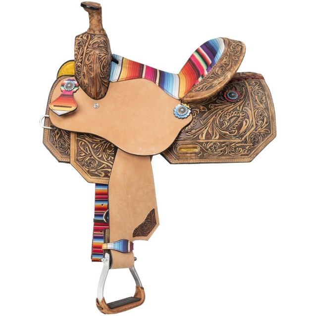 Silver Royal Youth Serape Print Barrel Saddle