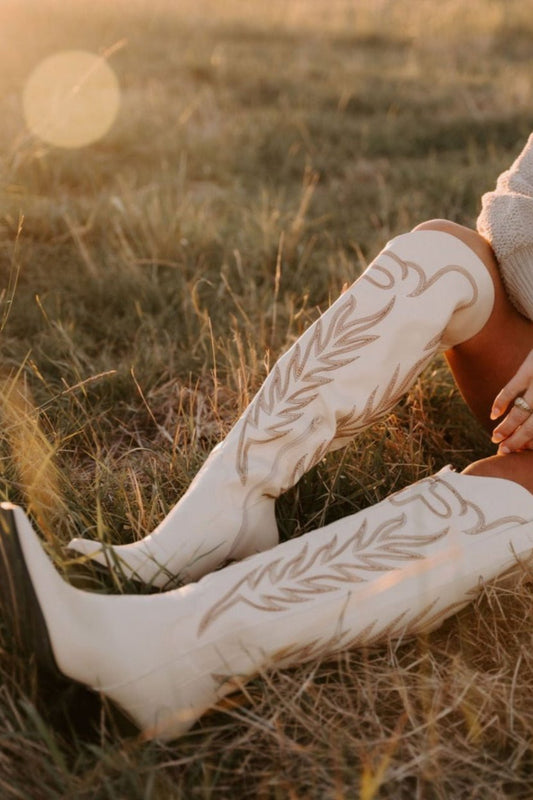 PRE-ORDER The Out West Tall Cowboy Boot in Cream
