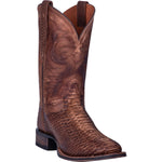 Mens Square Toe Python Patterned Leather Boot - KA