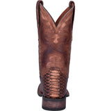 Mens Square Toe Python Patterned Leather Boot - KA