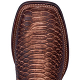 Mens Square Toe Python Patterned Leather Boot - KA