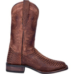 Mens Square Toe Python Patterned Leather Boot - KA