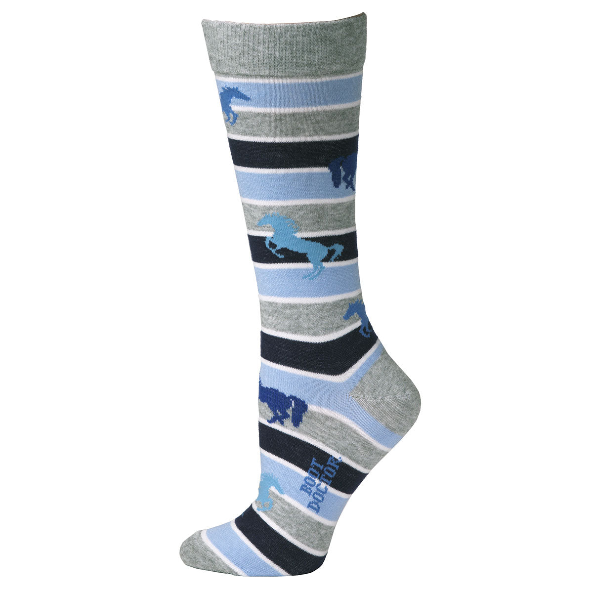 Ladies Boot Doctor Crew - Light Blue Stripes - Socks