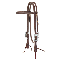 Working Cowboy Browband Headstall Scalloped Hardware Golden Chestnut