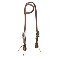 Working Cowboy Sliding Ear Headstall Scalloped Hardware Chestnut