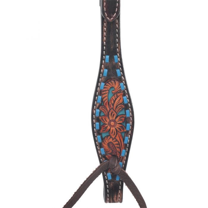 Bronco Blue Texas Flower One Ear Headstall by Circle Y