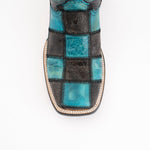 Men's Ferrini Boots - Turquoise and Black Patchwork