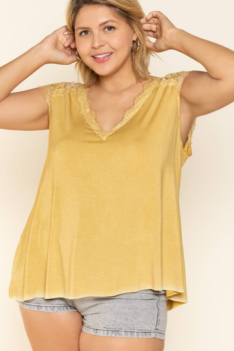 Plus Size Mustard Knit Top