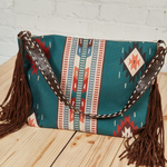 Aztec Western Tassel Crossbody Bag - Sapphire
