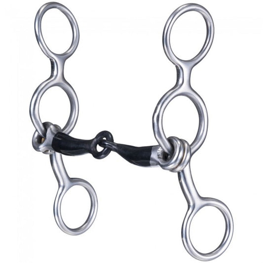 4" Miniature Stainless Steel Jr Cow Snaffle with Sweet Iron Mouth