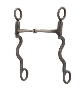 Pro Series Long 8-1/4" Cheek Horse Bit, Buffed Black - 5" Sweet Iron Snaffle
