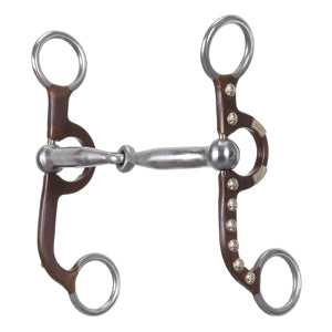 Professional Antiqued Argentine Bit, 5" Sweet Iron Polished Snaffle Mouth with Copper Inlay