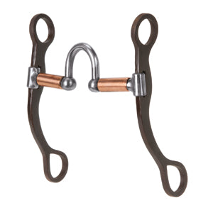 Antiqued Shank Bit, 5" Low Port, w Flat Copper Roller Bars
