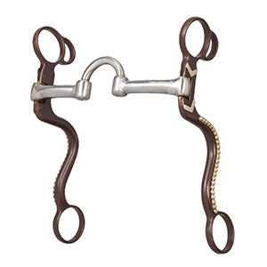 Professional "S" Shank Bit with 5" Sweet Iron Low Port Correction Mouth with Copper Inlay, German Silver Trim