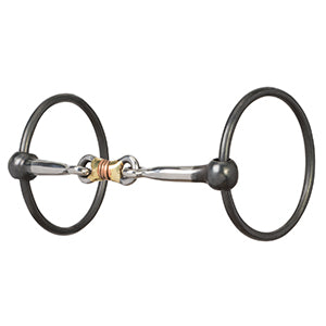 Ring Snaffle Bit with 5" Sweet Iron Dogbone Mouth with Copper Inlay