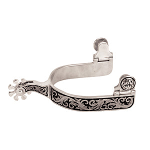 Men's Spurs with Engraved Band and Black Background