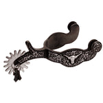 Men's Show Spurs with Engraved Floral Trim Longhorn Accent
