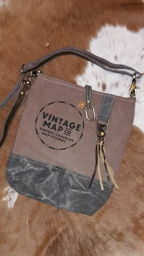 Vintage Map Co Repurposed Canvas Crossbody