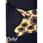 Solid Black With Sunflowers Two Hood Hoodie by Cheekys