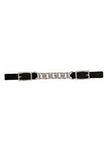 Black Leather 4-1/2" Single Flat Link Chain Curb Strap