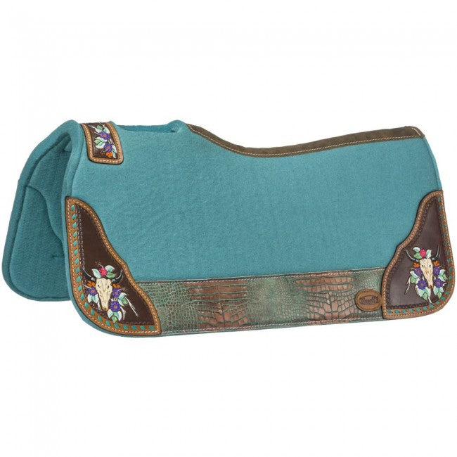 Tough-1 Hand Painted Steer Skull Saddle Pad