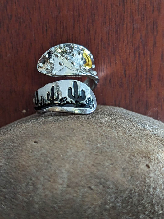 Engraved Adjustable Rings -Moon