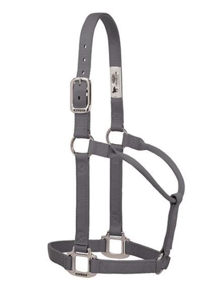 Original Non-Adjustable Nylon Halter with Chrome Plated Hardware by Weaver - Average