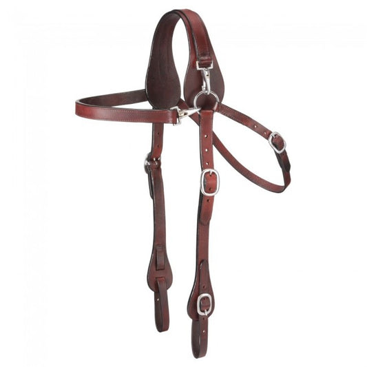 Leather Mule Headstall with Snap Crown
