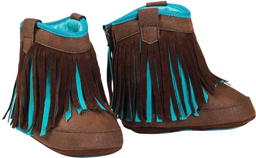 Baby Bucker Candace Brown & Turquoise Fringe Booties
