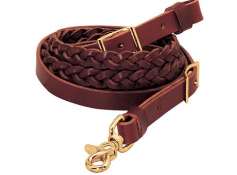 Burgundy Classic 3-Plait Roper Reins, 5/8" - 7 FT